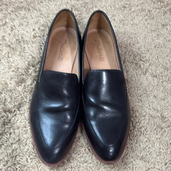 Madewell Women Black Leather Loafers Size 8 - Picture 1 of 10